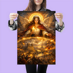 St Genevieve shielding Paris with candlelight poster 3