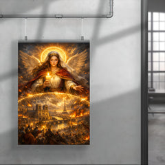St Genevieve shielding Paris with candlelight poster 4