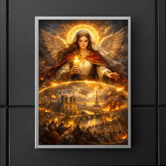 St Genevieve shielding Paris with candlelight poster 5