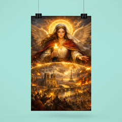 St Genevieve shielding Paris with candlelight poster 6