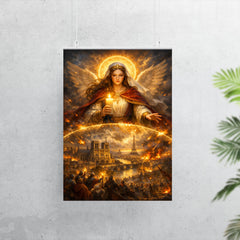St Genevieve shielding Paris with candlelight poster 7