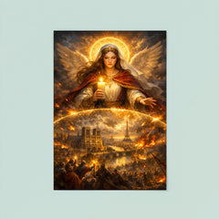 St Genevieve shielding Paris with candlelight poster 8