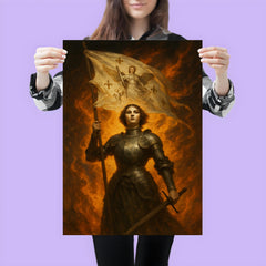 St Joan of Arc banner raised in blazing wind poster 3