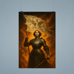 St Joan of Arc banner raised in blazing wind poster 9