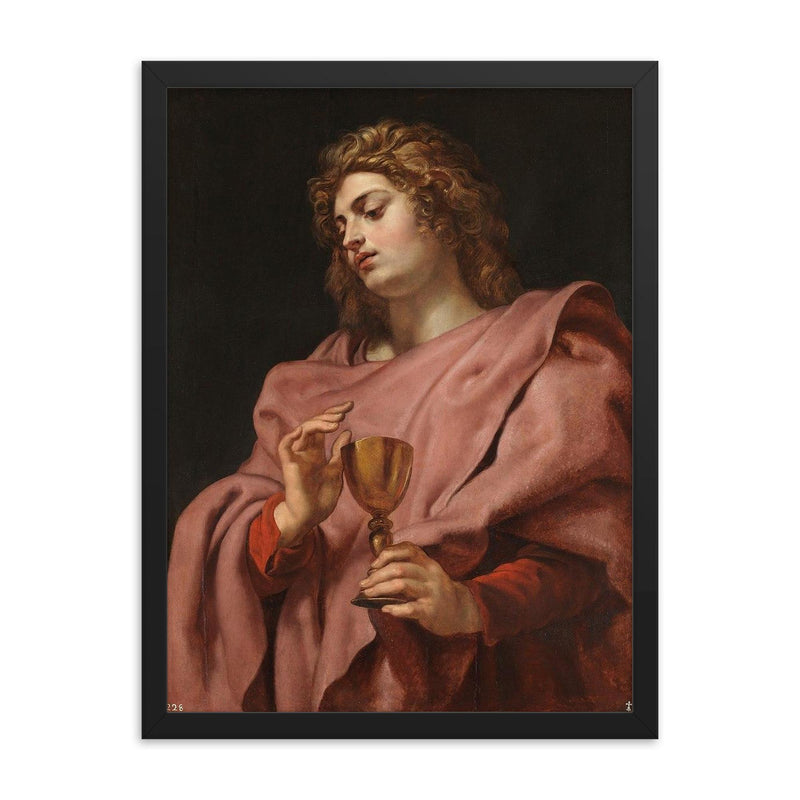 St John by Peter Paul Rubens framed print on a plain backdrop in size 18