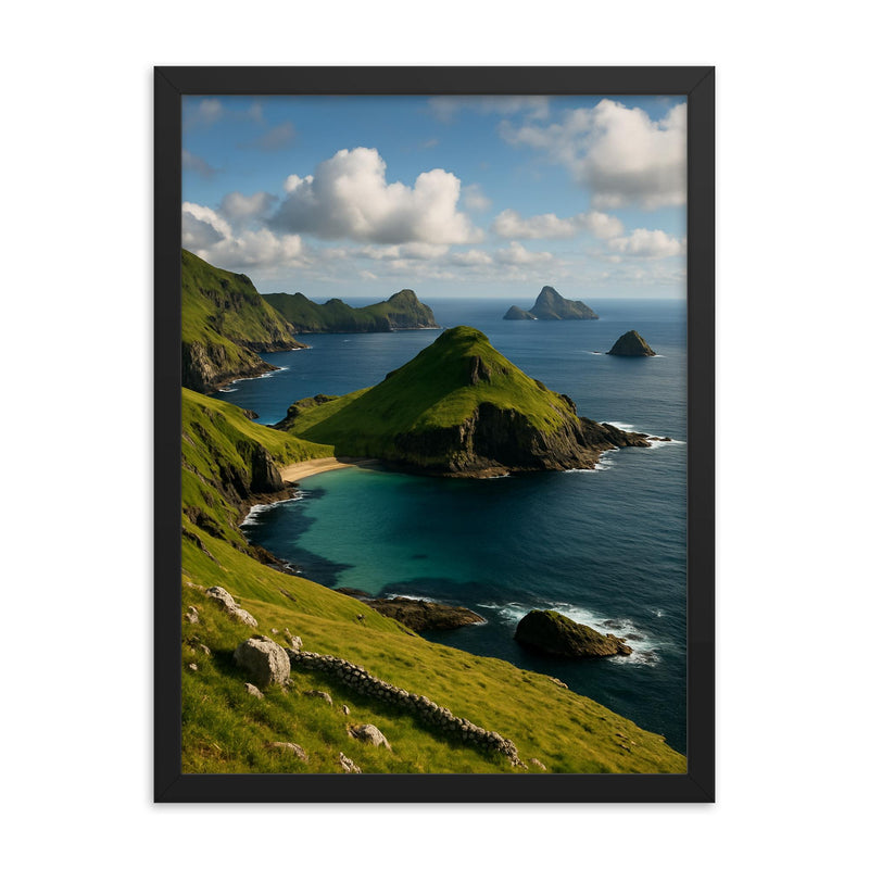 St Kilda Archipelago Scotland framed print on a plain backdrop in size 18