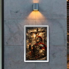 St Longinus beneath darkened crucifixion sky poster 2
