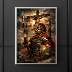 St Longinus beneath darkened crucifixion sky poster 5