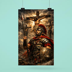 St Longinus beneath darkened crucifixion sky poster 6