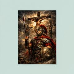 St Longinus beneath darkened crucifixion sky poster 8