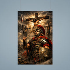 St Longinus beneath darkened crucifixion sky poster 9