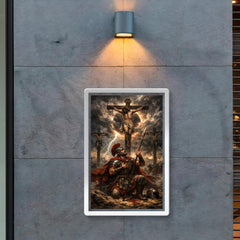 St Longinus beneath the crucifixion storm poster 2