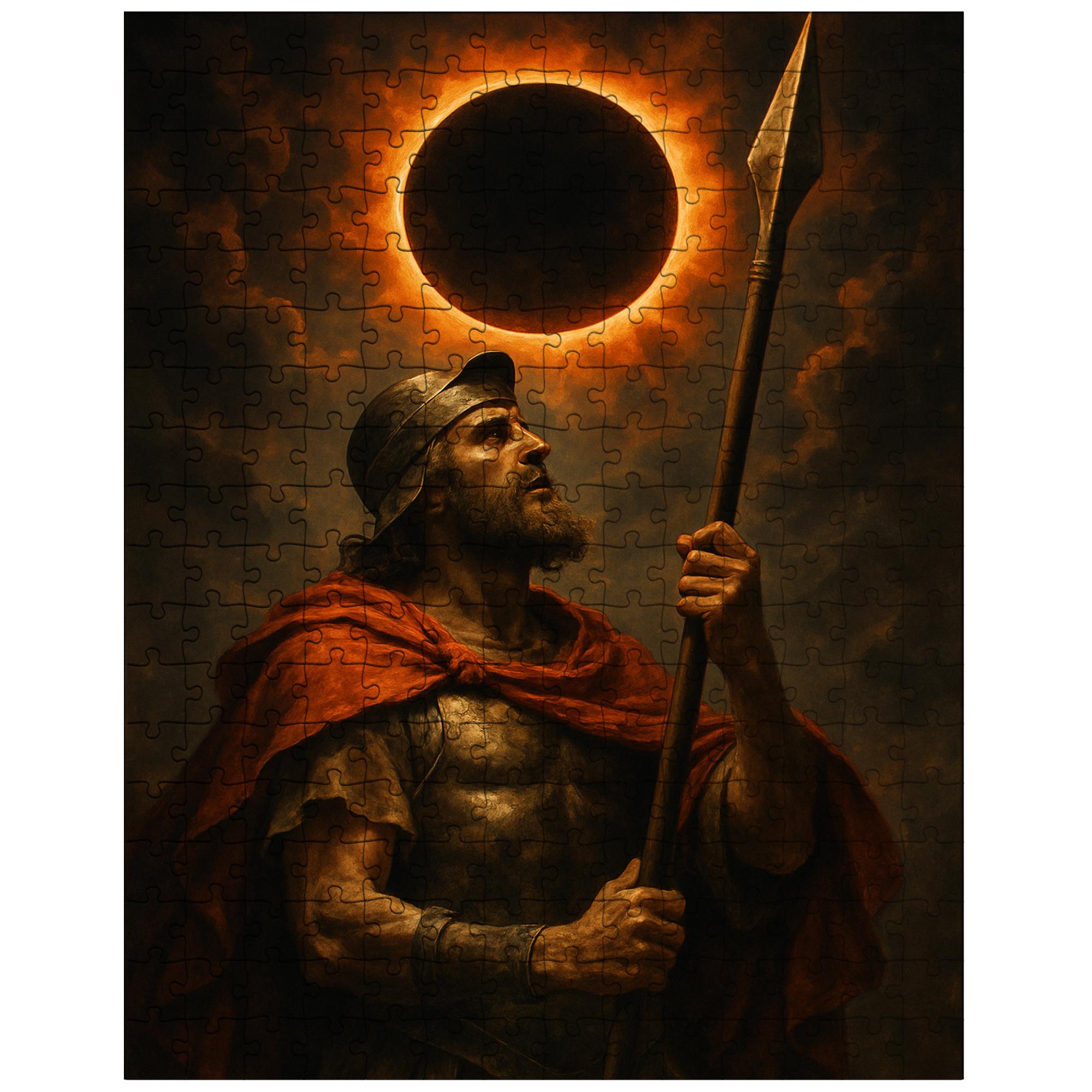 St Longinus Holding the Spear Under Eclipsed Sky Jigsaw Puzzle – Noveltees