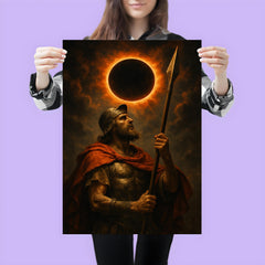 St Longinus holding the spear beneath eclipsed sky poster 3