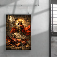 St Marina hammering the demon in prison poster 4