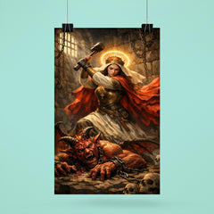 St Marina hammering the demon in prison poster 6