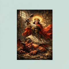 St Marina hammering the demon in prison poster 8