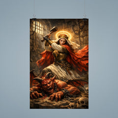 St Marina hammering the demon in prison poster 9