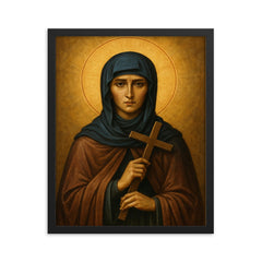 St Marina the Monk in hidden sanctity framed print on a plain backdrop in size 16"x20".