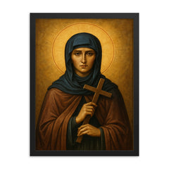 St Marina the Monk in hidden sanctity framed print on a plain backdrop in size 18"x24".