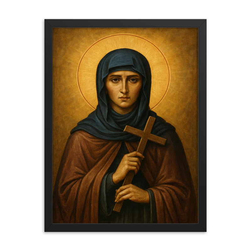 St Marina the Monk in hidden sanctity framed print on a plain backdrop in size 18