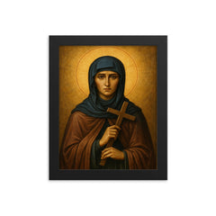 St Marina the Monk in hidden sanctity framed print on a plain backdrop in size 8"x10".