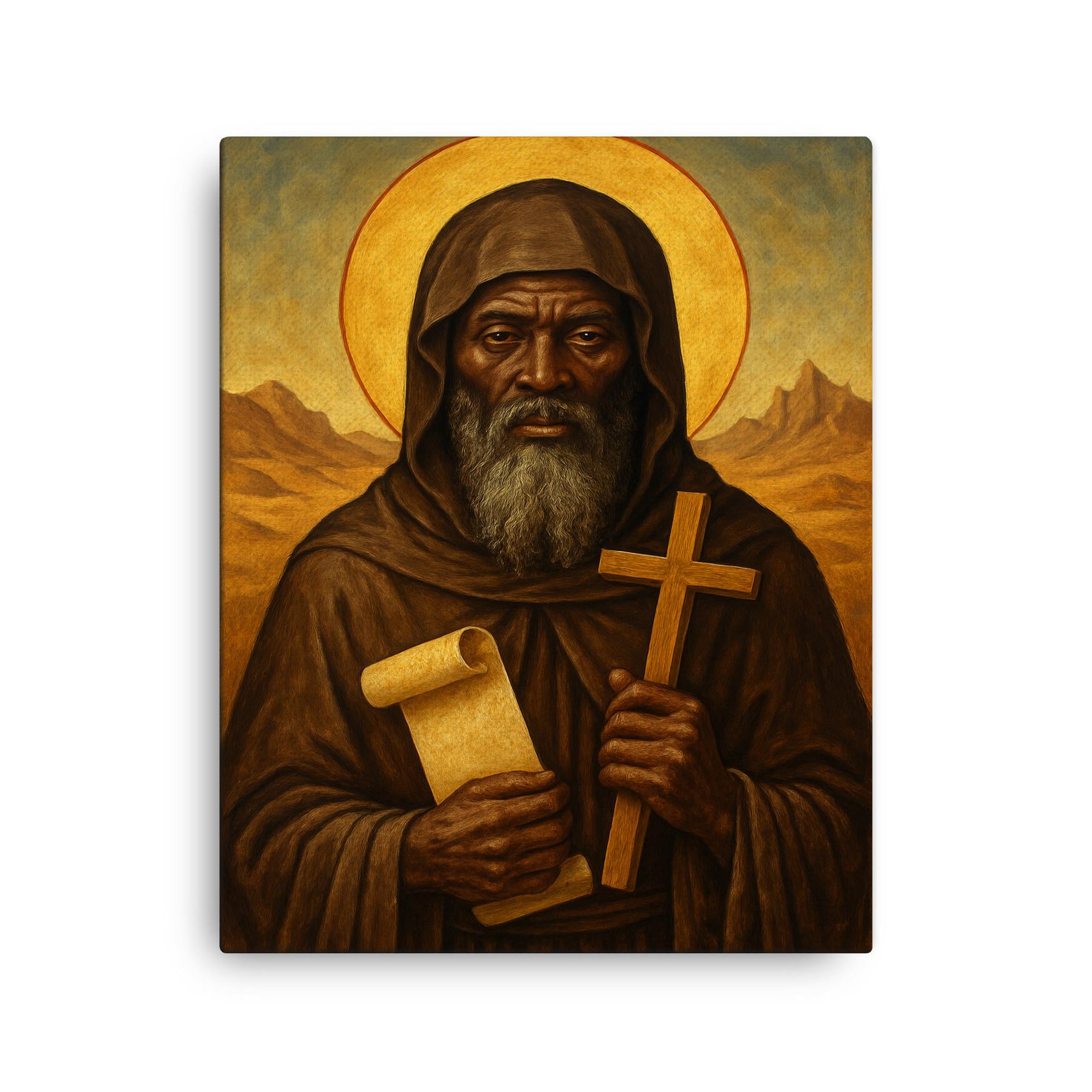 St Moses the Black Canvas Wall Art | Desert Monastic Robes Religious P ...