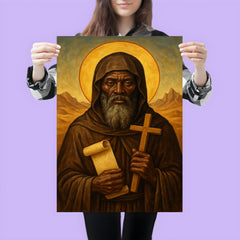 St Moses the Black in desert monastic robes poster 3