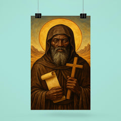 St Moses the Black in desert monastic robes poster 6