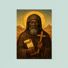 St Moses the Black in desert monastic robes poster 8