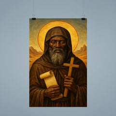 St Moses the Black in desert monastic robes poster 9