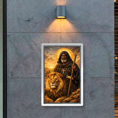 St Moses the Black with desert lion poster 2