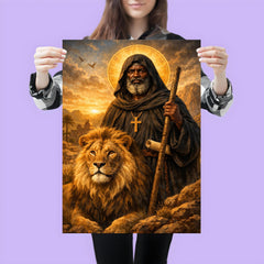 St Moses the Black with desert lion poster 3