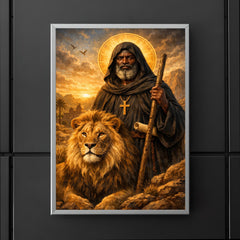 St Moses the Black with desert lion poster 5