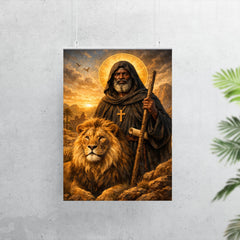 St Moses the Black with desert lion poster 7