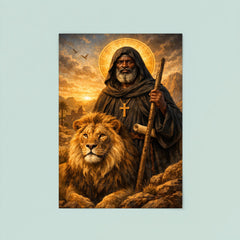 St Moses the Black with desert lion poster 8