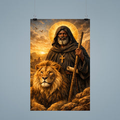 St Moses the Black with desert lion poster 9