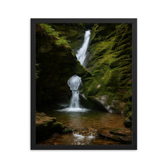 St Nectan's Glen Cornwall England framed print on a plain backdrop in size 16"x20".