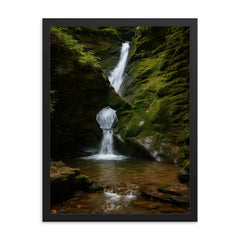 St Nectan's Glen Cornwall England framed print on a plain backdrop in size 18"x24".