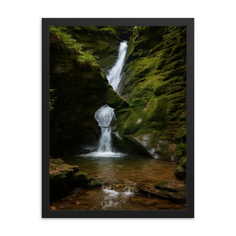 St Nectan's Glen Cornwall England framed print on a plain backdrop in size 18