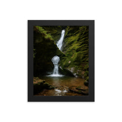 St Nectan's Glen Cornwall England framed print on a plain backdrop in size 8"x10".