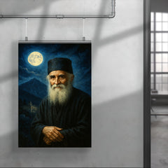 St Paisios beneath Athonite moonlight poster 4