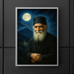 St Paisios beneath Athonite moonlight poster 5