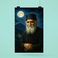St Paisios beneath Athonite moonlight poster 6