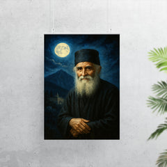 St Paisios beneath Athonite moonlight poster 7