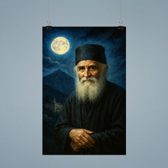 St Paisios beneath Athonite moonlight poster 9