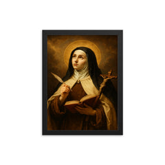 St Teresa of Avila framed print on a plain backdrop in size 12"x16".