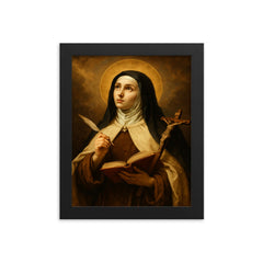 St Teresa of Avila framed print on a plain backdrop in size 8"x10".