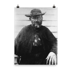St. Damien of Molokai poster on a plain backdrop in size 8"x10".