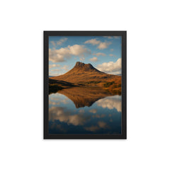 Stac Pollaidh Scotland framed print on a plain backdrop in size 12"x16".